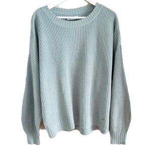 Hollister oversized aqua crewneck knit sweater